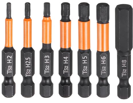 QUARKZMAN 7pz H2/2,5/3/4/5/6/8 Inserti per Avvitatore Kit Punta Piatta Metrica 1/4 Attacco Esagonale 50mm (2) Cacciavite Industriale Attacco Esagonali Magnetico Lungo
