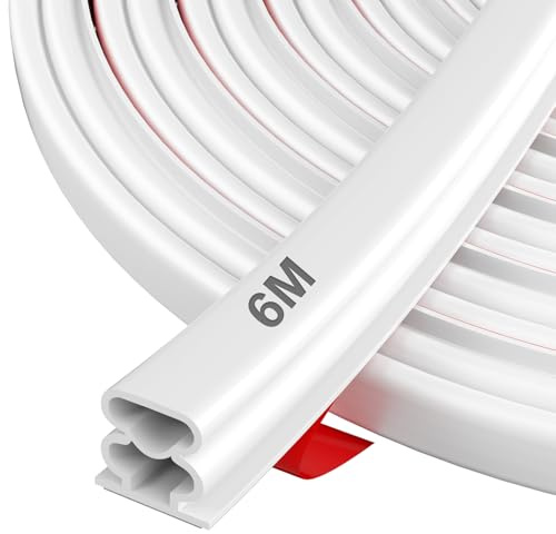 Hzetuu Joint de Porte Autocollant en Caoutchouc - Bande d'Étanchéité avec Isolation Phonique, Efficacité Énergétique, Résistance aux Intempéries, pour Fenêtres, Portes d'Entrée & Intérieurs, 6m Blanc