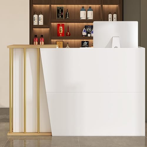 Verkaufstresen Mobil, Empfangstheke Rezeption de Modern, Empfangstresen Schreibtisch mit 4 Stauräumen, Laden-Theke Verkaufstheke, Rezeptionstheken für Kleinen Bartheken Hotel(Size:120 cm,Color:c)