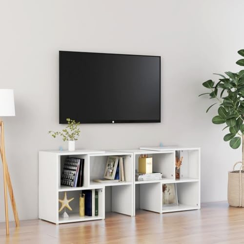 BOWEKAM Möbel, Unterhaltungszentren & TV-Ständer, TV-Schrank, Hochglanz-Weiß, 104 x 30 x 52 cm, Holzwerkstoff