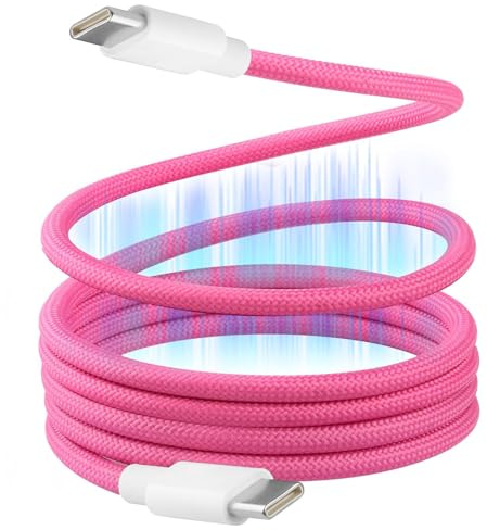 Câble Magnétique USB C 60W (3A) Câble de Charge Rapide Type C vers Type C 1M, Rétractable Enroulé Elastique USB C vers C Compatible avec iPhone 16 15 Pro Max Samsung Huawei