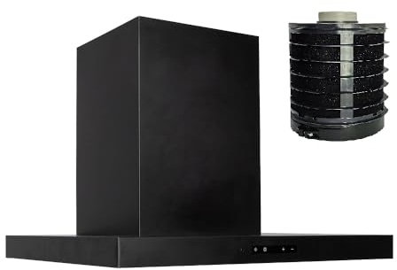 VLANO LEVEL Pure 70 Umluft-Dunstabzugshaube, 70 cm, mit Long Life Filter, Fernbedienung, Mattschwarz, 635 m³/h, 4 Leistungsstufen, Touch-Bedienfeld, LED-Beleuchtung Block Wandhaube wartungsfrei