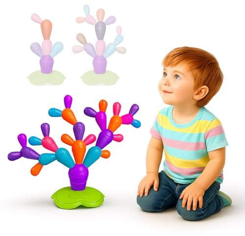 Toyana 31 Pcs Magnetic Cactus Stacking Toy for STEM Building Blocks, Creative Educational Independent Learning Fine Motor Skills Sensory Game for Toddlers Boys and Girls Gift for kids ages 6+ years