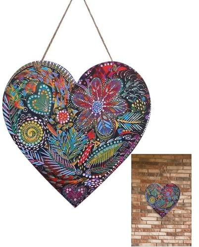 Scultura A Cuore In Metallo - Ornamento Da Parete A Forma Di Cuore, Arte D'amore Colorata In Resina, Robusta Decorazione Da Appendere | Romantica Decorazione Da Parete Per La Casa, Per Camera Da