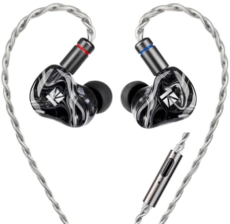 Yinyoo KBEAR SR8 IEM - Auricolari con microfono, driver ibridi 1DD+3BA, monitor in-ear per musicisti, HiFi cablati, cavo staccabile 5N OFC, IEM per giochi, audiofili e performance dal vivo