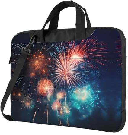 bvgweet fyrverkerier tryck laptop portfölj väska laptop axelväska datorväskor för 13/14/15,6 tum, Svart, 15.6 inch