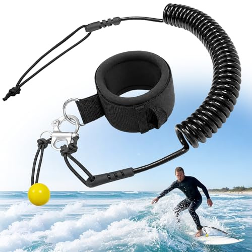 Mirriverse SUP Leash, 5mm TPU Spiral-Knöchelband, 10ft, Schwarz-Weiß