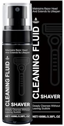 Shaver Clean Fluid, Wash Solution, Grooming Care Spray, Electric Razor Stain Remover Beard Trimmer Cleaner Oil Rust Protection Rinse Hygiene Use for Men Styling Daily Shave Maintenance Care Tool