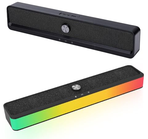 LICAEVEY Altoparlante PC RGB per Laptop, TV, Smartphone, Altoparlante per Computer Alimentato Tramite USB Bluetooth 6.0 con Illuminazione LED Dinamica, AUX da 3,5 Mm e Riproduzione USB