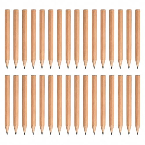 Evrite half size wooden mini hexagonal pocket pencils for golf scorecards, classrooms, offices, restaurants & kids,easy to sharpen - pack of 30 pencils