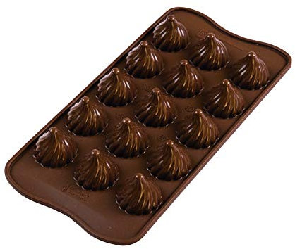 silikomart | SCG28 Molde de Silicona para Bombones CHOCO FLAME, Antiadherente, 15 Bombones, Pack de 1 Molde para Caramelos, Easy Choc 3D, Ø 27 h 28 mm, Made in Italy