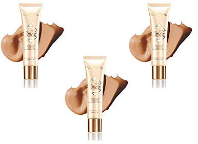 3St. L'OREAL Paris GLAM GLOW BEIGE Healthy Glow Foundation (3x30ml) LSF 20-40 Mittel dunkel(40 Medium Dark)
