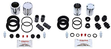 Bigg Red - Brake Caliper Repair Seal Kit & Pistons - Compatible with Tt 1.8, Jetta, Golf, Caddy, Toledo 1998-2015 - Front & Rear
