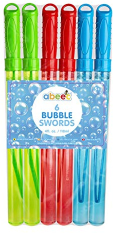 Abeec Giant Bubble Swords Pack of 6 - Assorted Colours - Bubble Sword Set - Bubble Maker - Kids - Boys and Girls - 0+