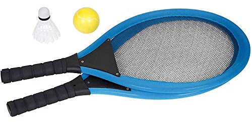 Inside Out Toys Ltd Children's Tennis Badminton Set - 2 players - Soft foam ball and shuttlecock, 2 large head rackets (Blue)