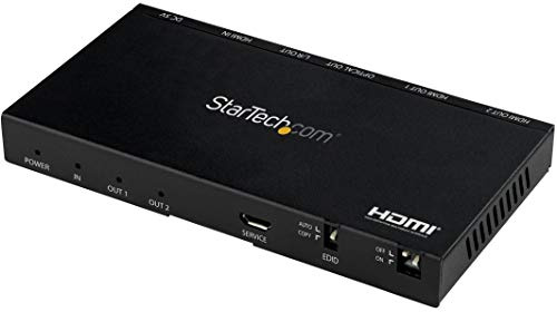 StarTech.com 2-portars HDMI-splitter (1 x 2) - 4K 60Hz UHD HDMI 2.0 ljudvideosplitter med skalare och ljudextraktor (3,5 mm/SPDIF) - dubbel HDMI-splitter (1 tum 2-ut) - EDID-kopia - TV/projektor