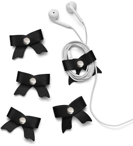 SenseAGE Lot de 5 organiseurs de cordons, range-cordons avec nœud, support USB, gestion des câbles en cuir, sangles de câble, enrouleur d'écouteurs, sangles de rangement pour appareils électroniques