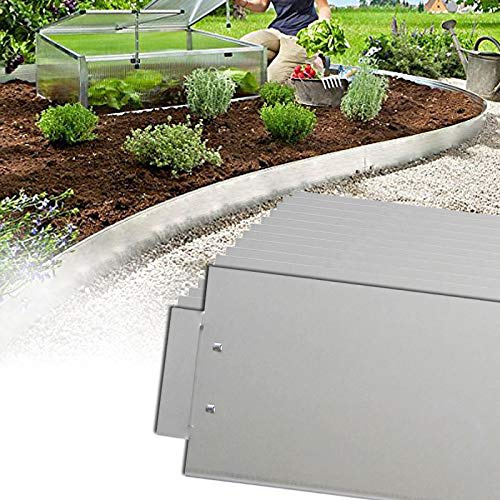 LZQ Rasenkante 5m 10m 15m 20m 30m 40m 50m x15cm verzinkt Beeteinfassung Beetumrandung Mähkante Metall Palisade Länge: 15 m - Höhe: 15 cm