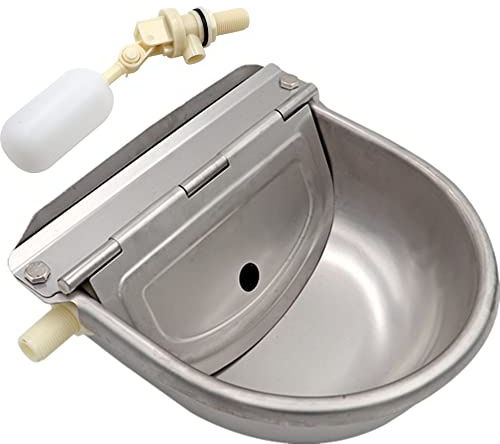 MUALROUS Ciotola Per Acqua Per Bovini In Acciaio Inox Con 2pcs Valvole Galleggianti Da 1/2 Per Cavallo Bovino Capra Pecora Maiale Cane Galleggiante Con Valvola Di Galleggiamento