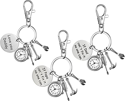 JewelryWe Herren Taschenuhr Schlüsselanhänger mit Gravur ‘Love You Daddy' Werkzeug Sets Anhänger Quarz Analog Uhr Geschenk für Vatertag