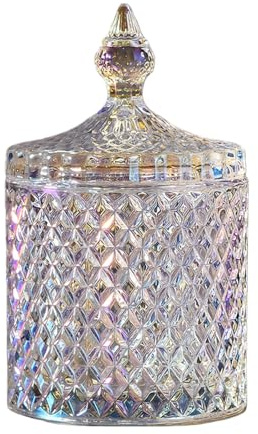 VASANA 300 m schöne Kristallglasdose mit Deckel, bunte Hochzeitsbox für Süßigkeiten, Zuckerdose, Keksdose, Keksdose, dekorative Schmuckbox
