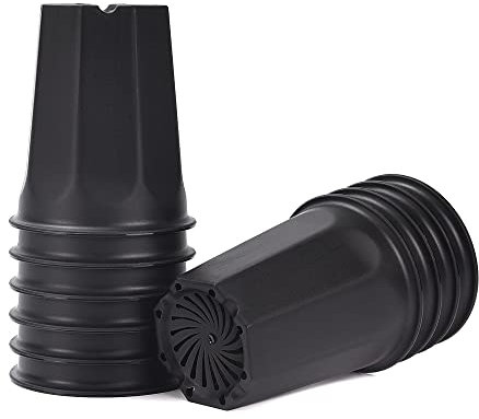 BangQiao 10 Pack 5.30 Inch Black Plastic Deep Nursery and Seedling Pots, Round Planter Container for Transplanting, Cutting, Succulent