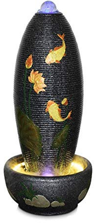 Fuentes de interior/fuente de agua interior Gran fuente decorativa con peces dorados Pieles de loto Piso Fuente de huevo Fuente de cascada para jardín, patio, terraza, patio de porche Decoración de ar