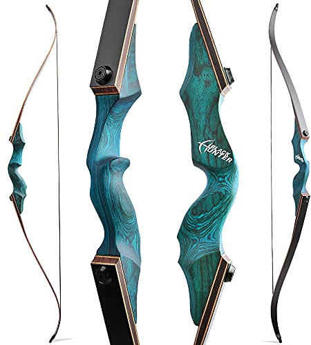 60 Pollici Tiro con L'Arco Takedown Arco Ricurvo e Frecce Set Adulti Arco da Caccia Riser in Legno Fatto a Mano 20-60lbs Archi Ricurvi (35lbs, Blu)