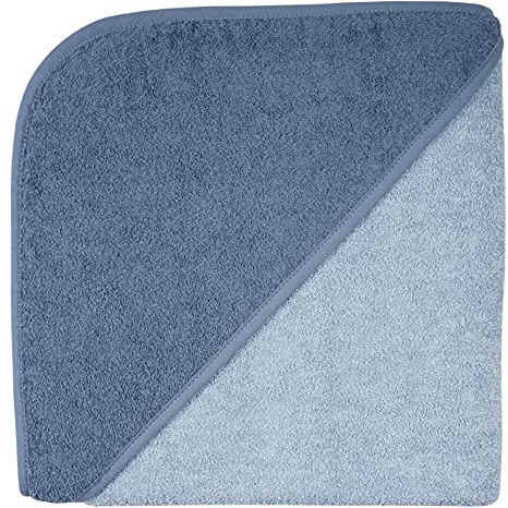 Wörner Südfrottier Kapuzenbadetuch unbestickt Uni quadratisch Frottee 80cm 100cm 140cm (140x140, Stahl/dunkelblau)