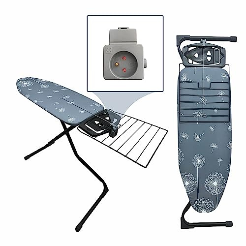 York Bügelbrett für Dampfbügelstation 120x42cm, Höhenverstellbarer Bügeltisch mit ausziehbarem Fach, Bügelbrettbezug, Dampfbügeltisch mit Antirutschfüßen, Regulierbarer, Stabil & Klappbar | Höhenverstellbarer Dampfbügeltisch mit ausziehbarem Fach, stabile Konstruktion, klappbar und rutschfest