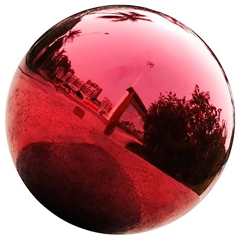 CIMAXIC Reflektierende Gartenkugel Aus Edelstahl 180mm Polierte Blickkugel Für Gartendekoration Hohlkugel Mit Farbigem Spiegel Für Außenbereich Und Fotografie Langlebig Und Bruchsicher