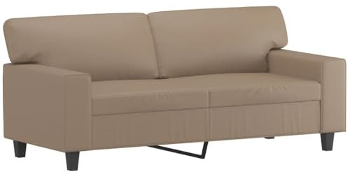 vidaXL Sofa 2-Sitzer, Loungesofa Couch mit Armlehnen Rückenkissen, Wohnzimmersofa Designsofa Metallgestell, Sitzmöbel Zweisitzer, Cappuccino-Braun Kunstleder