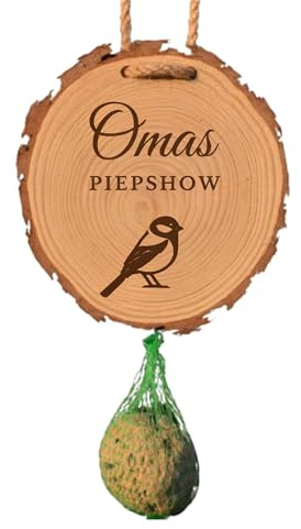 DwieDeko® Geschenk für die Beste Oma, lustige Holz Deko für den Garten o. Balkon, Geschenke für Frauen zum Geburtstag, Geburtstagsgeschenke zum Aufhängen, Meisenknödelhalter, personalisiert Enkel