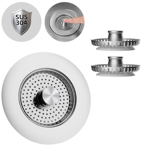 Hibbent All Metal Kitchen Sink Plug Combo with 2 Stainless Steel Strainers