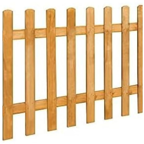 BEDS Planets Picket Fence Panel | Natural Garden Wood Fence | Rounded Picket Pressure Treated Fence | Hand Built Length 5 Feet x Height 3 Feet | Pack of 5