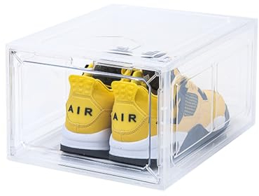 VBNZBK Schuhboxen Stapelbar Transparent, Hartplastik Schuhkarton mit Tür, Schuhaufbewahrung für Stöckelschuhe, Stiefeletten, Pumps, High Tops, für Größe 46 (1 Stück)