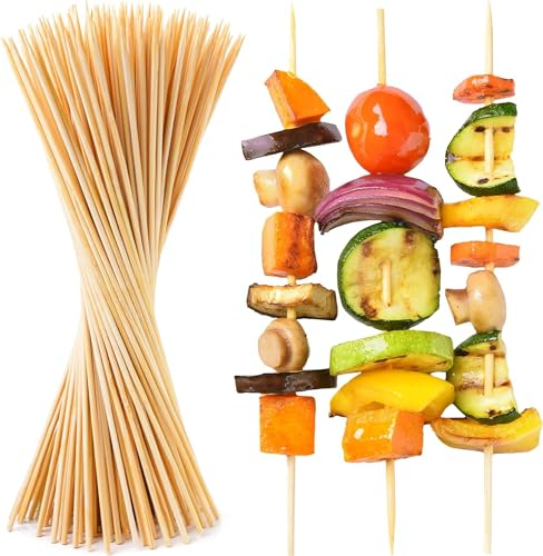 Brochettes en Bois pour Barbecue et Grillades - Batonnets en bambou - Baton brochette pour Fruits (1000, 20cm)