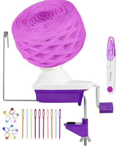 Avvolgitore per gomitoli di filato, set per lavoro a maglia con avvolgitore per gomitoli manuale con morsetto da tavolo per riporre filati (22) (viola)