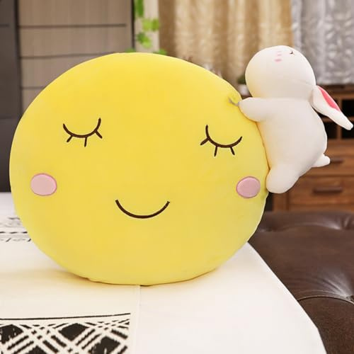 champracer Kuschelkissen Kinder Sternkissen, roba Kuschelkissen in Wolken Form,MondWolkenkissen,Baby Kissen Wolke Deko,Weiche Flauschige Sternform Zierkissen Sofakissen,Weiches Dekokissen (Sonne A)