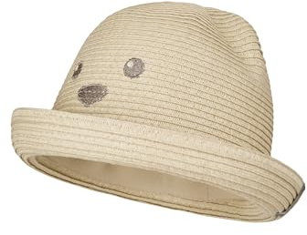 Sterntaler Strohhut Bär - Sommer Hut mit Bärengesicht und Ripsband - UV-Schutz 50+ Sonnenhut - Baby und Kinder Sommer Kopfbedeckung - Sand, Größe 45