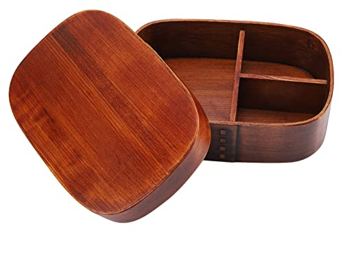 de madera,Contenedores de almuerzo de madera vintage Cajas Bento de madera,Contenedores de almuerzo de madera cuadrados tradicionales japoneses Mujeres Hombres Adultos Niños Caja (18*12*5,5 cm/3)