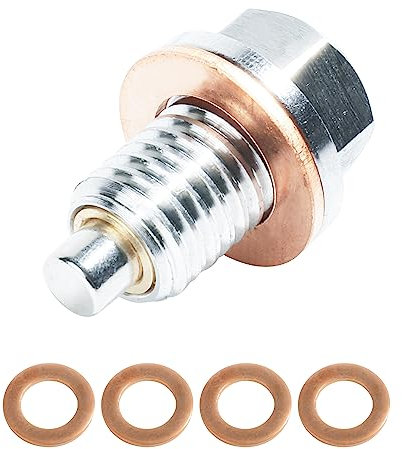 Flaconi Coche Tapón Magnético Drenaje Aceite,M14x1.5 Tornillo Magnético de Drenaje de Aceite con 5 Arandelas,Tuerca de Drenaje de Cárter de Aceite,Perfectamente a la Mayoría de Los Coches(M12x1.75)