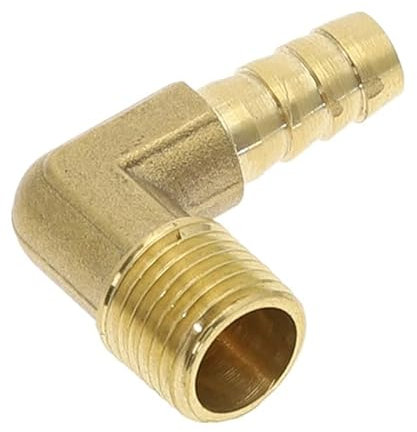Bogen-Rohrverschraubung Schlauchtülle AD 6–19 mm 90 Grad Außengewinde Winkel Messing Stecknippel Kupplung Stecker Adapter Kupfer für Rohrverschraubungen(6MM,1/4)