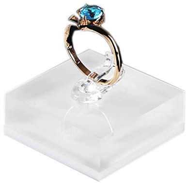 Kodbww Porte-bijoux tendance en acrylique transparent carré pour rangement de bague, support de bague de doigt, support d'affichage S blanc 1