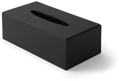 Eglooh - Minerva - Taschentücher Box Rechteckig Leder Schwarz - Taschentuchhalter, Kosmetiktuchbox für Haushalt und Büro - cm 24,6 x 13,1 x H.7,5 - Made in Italy