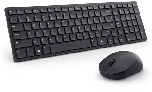 Dell KM555 Silent Keyboard and Mouse - 18 Programmable Shortcut Keys, Copilot Key, Secure Dual-Mode connectivity, Adjustable DPI, Ambidextrous, Low Battery LED Indicator, 3-Year Warranty - Black | Bluetooth 5.1, 2.4 GHz, 4020 DPI Optical, USB Receiver, AAA Batteries, Black
