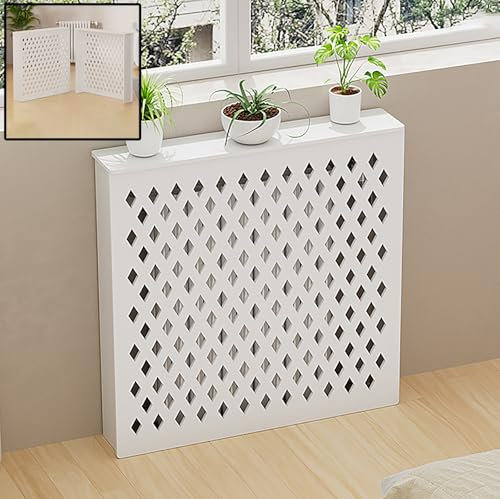 Modern Home Wood Radiator Cove，Radiator Cover Louvered Grill Shelf Cabinet，Wood Heating Cover Cabinet Storage Organizer Cabinet，radiator covers for home decorative(L50*H60*T15CM/20*24*6IN)