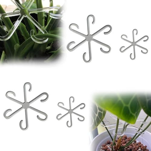 Yeomju 4 soportes para plantas de hierro para plantas trepadoras Monstera, diseño único para un crecimiento óptimo, clips de bambú para estabilización y soporte de hojas
