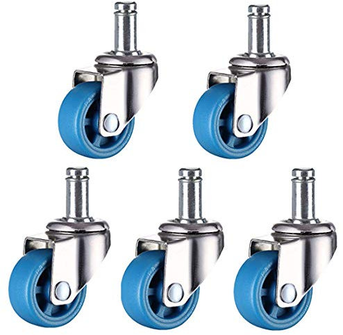 HUJIEAAA Lenkrollen für Bürostühle, Ersatz-Universalrollen für Möbel, kleine Transportrollen, robuste Trolleyrollen, 5 Stück, Standardschaft 11 x 22 mm/Blau/50 mm/2 Zoll