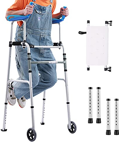 Rollator Pieghevole Rollator Walkers Standard Walker Con Braccioli, Rollator Compatto Per Anziani/Anziani Regolabile In Altezza, Telaio Ausiliario Leggero Per La Riabilitazione, Walker Verticale Pieg